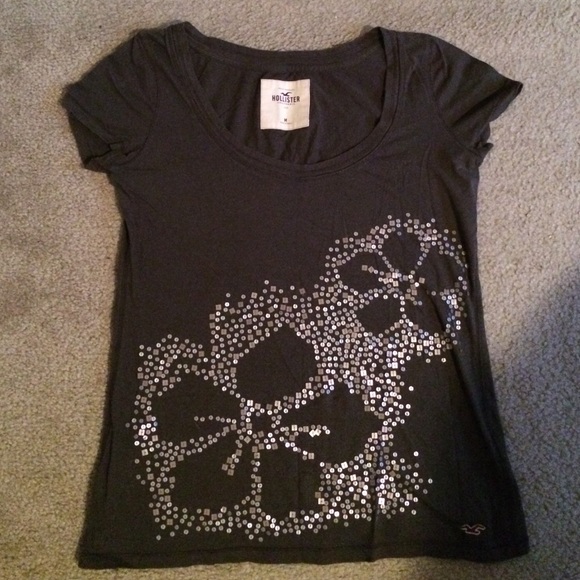 Adorable scoop neck brown sequin t-shirt - Picture 1 of 3