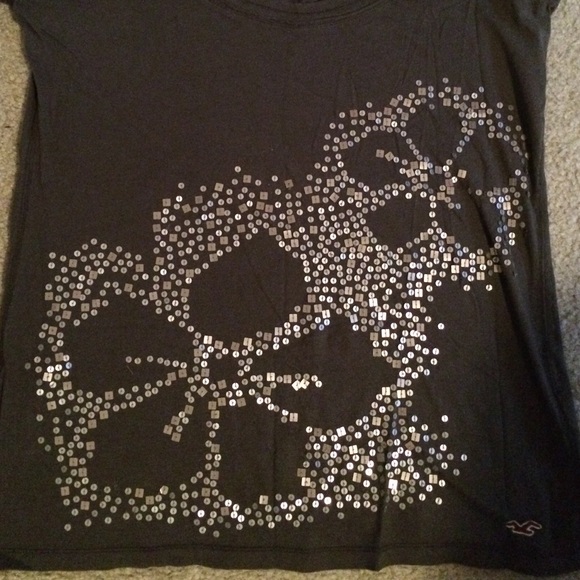 Adorable scoop neck brown sequin t-shirt - Picture 2 of 3