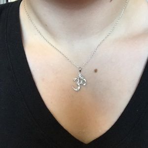 Om symbol diamond and silver necklace