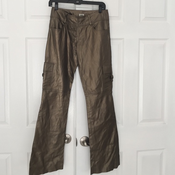 Sold Cache gold leather pants size 2 - Picture 2 of 3