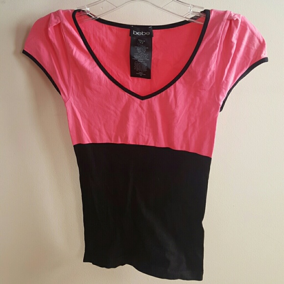 Vintage Bebe hot pink stretch fitted top