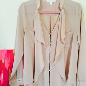 Nude ruffle front Blouse