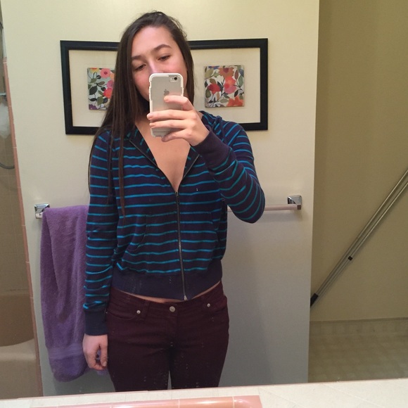 Striped Forever 21 Zip Up Jacket - Picture 1 of 3