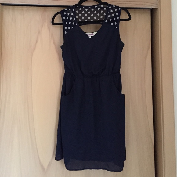 Navy Blue Polka Dot Dress size Small