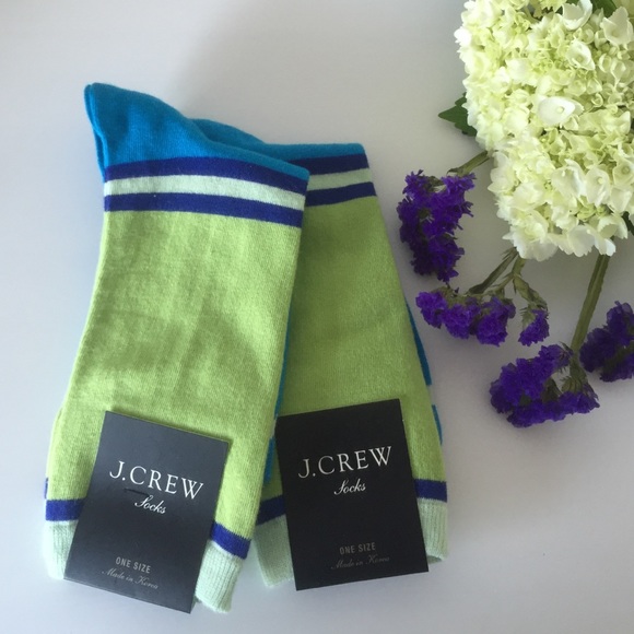 J. Crew Accessories - J. Crew - Set of Two Blue & Green Striped Socks