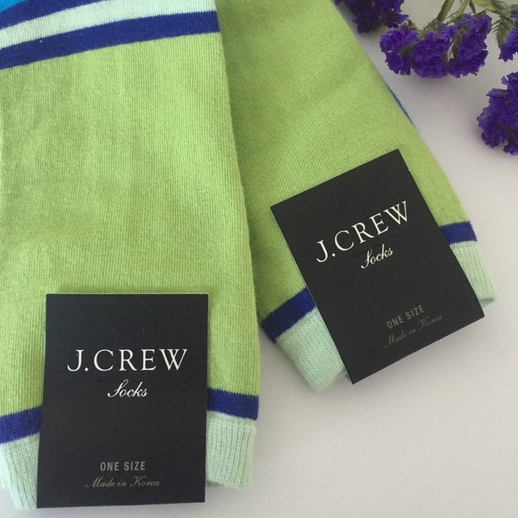 J. Crew - Set of Two Blue & Green Striped Socks - Picture 2 of 3