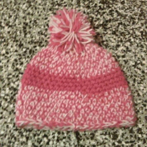 Pink and white beanie