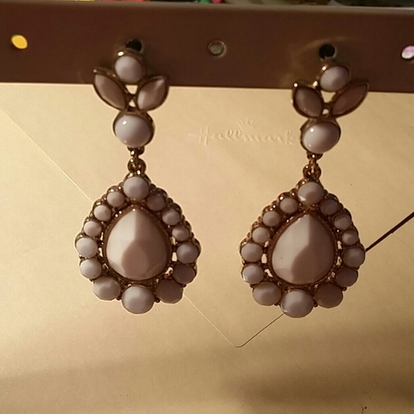 White stone chandelier earrings