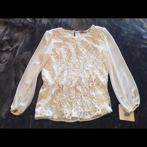 Ivory sheer lace blouse