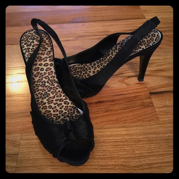 Black, fabric heels
