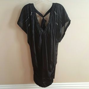 Vibtage Bebe black sequined tunic Topdress with draped back