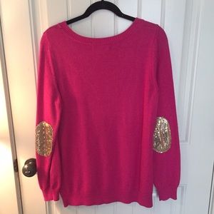 Banana Republic Pink Sweater with Gold Elbow Patch