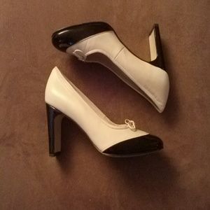 Cream and black heels