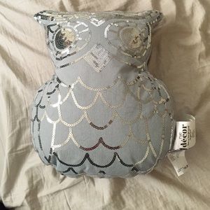 ...::::grey sequin owl pillow:::...