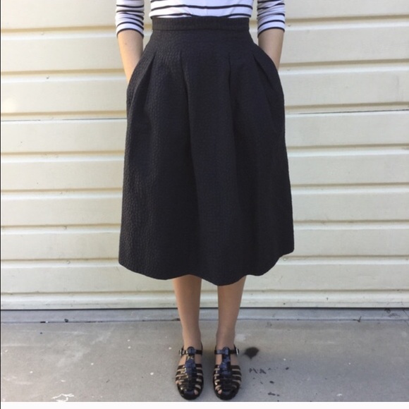 Black midi flared dress by H&M