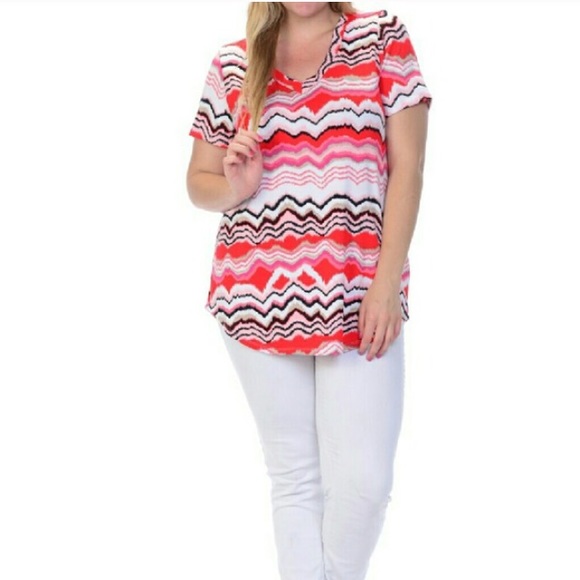 Bellino Fuschia zig zag top - Picture 1 of 4