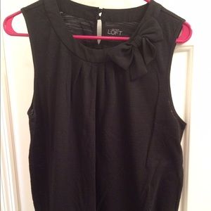 LOFT sleeveless black top with bow accent