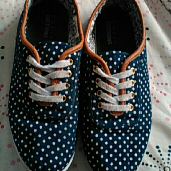 These polka dotted shoes  that are in decent shape