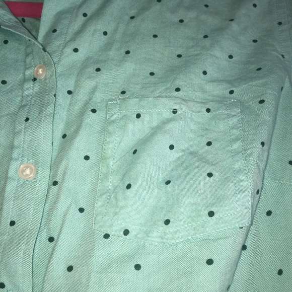 Mint polka dot button down for SPRING!
