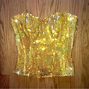 Roma Gold Sequin Corset Top Sweetheart