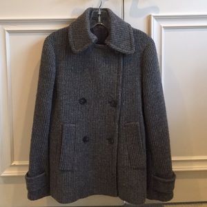 Theory grey wool double breasted coat