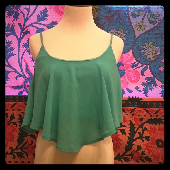 Turquoise flowy crop top