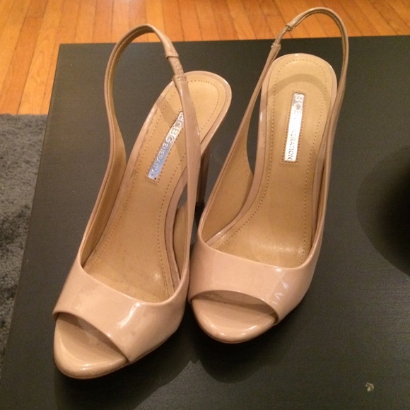 BCBGeneration nude peep toe sling back heels