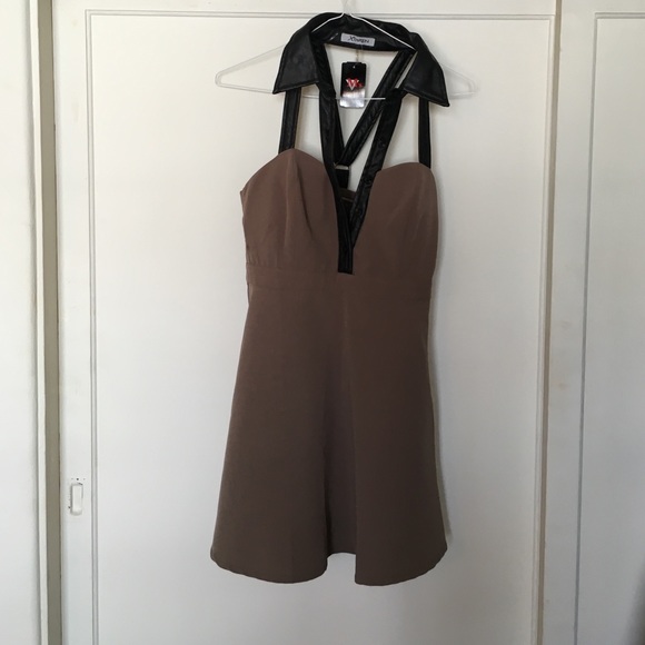 Faux leather strappy dress