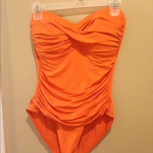 Orange one piece bathing suit