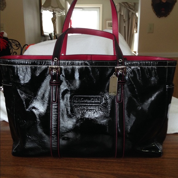 Coach patent leather tote handbag