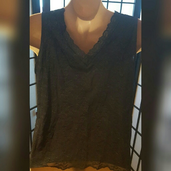 WOMENS TOP~WORTHINGTON BLACK LINED LACE~NEW~ - Picture 3 of 3