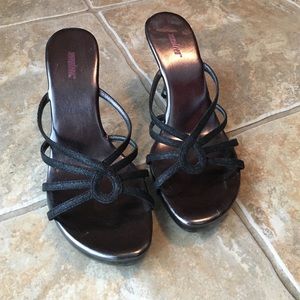 Black glitter low heels