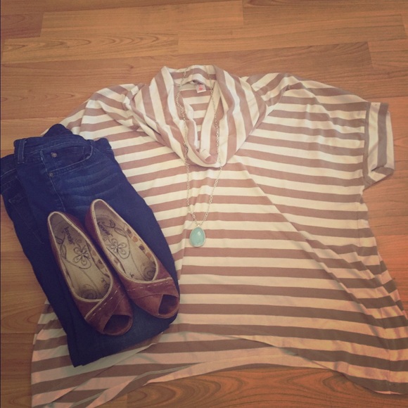 Tan and White Striped Tunic
