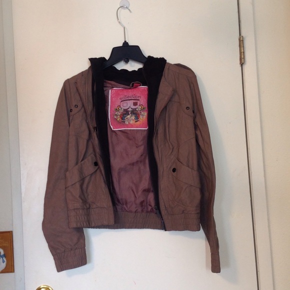 Collection b vegan leather brown jacket