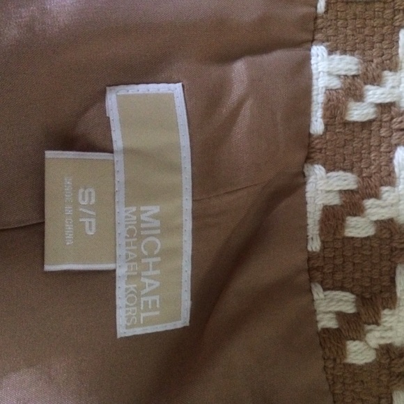 NWOT, S Michael Kors jacket; houndstooth tan brown - Picture 2 of 4