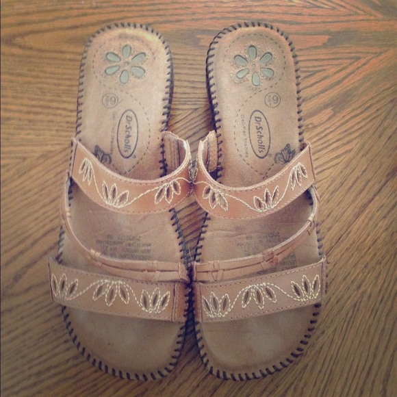 Dr Scholls tan leather sandals