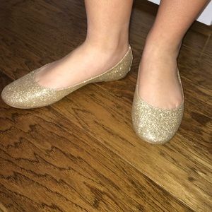 Gold shimmer ballet flats