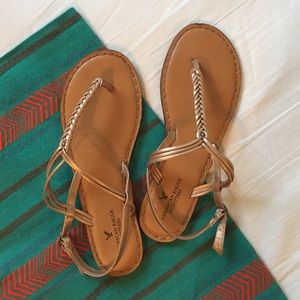 American Eagle Outfitters Bronze Braided Sandals