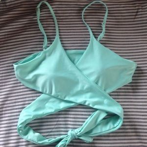 Teal wrap around bathing suit top