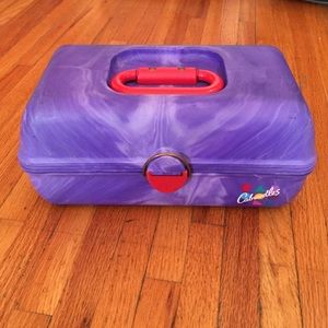 Purple Pink Caboodles plastic make up case 90s vtg