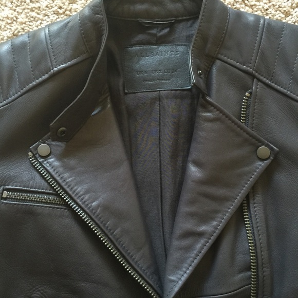 All Saints (gun-metal Gray leather jacket) - Picture 2 of 4