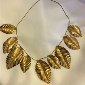 Vintage gold metal leaf necklace