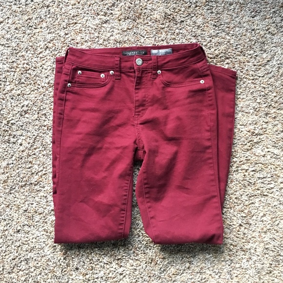 Maroon high-waisted jeggings (NWOT) - Picture 2 of 4