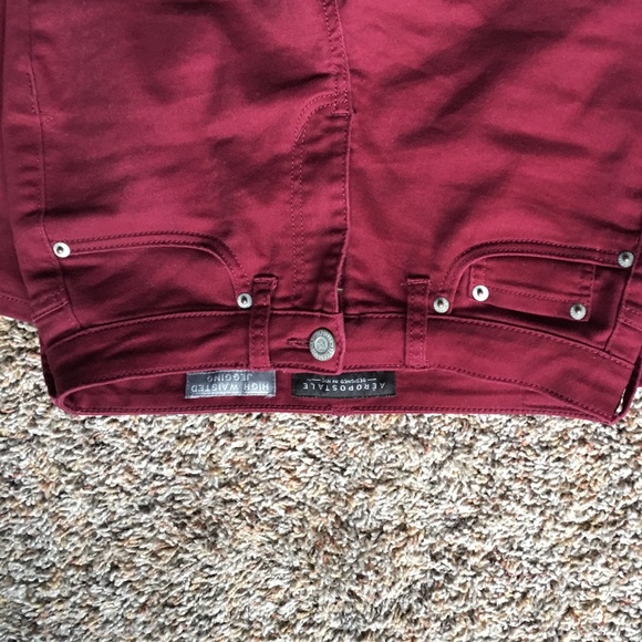 Maroon high-waisted jeggings (NWOT) - Picture 3 of 4