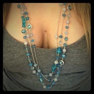 Charming Charlie blue long beaded necklace