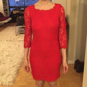 Diane von Furstenberg Red Zarita Lace Dress