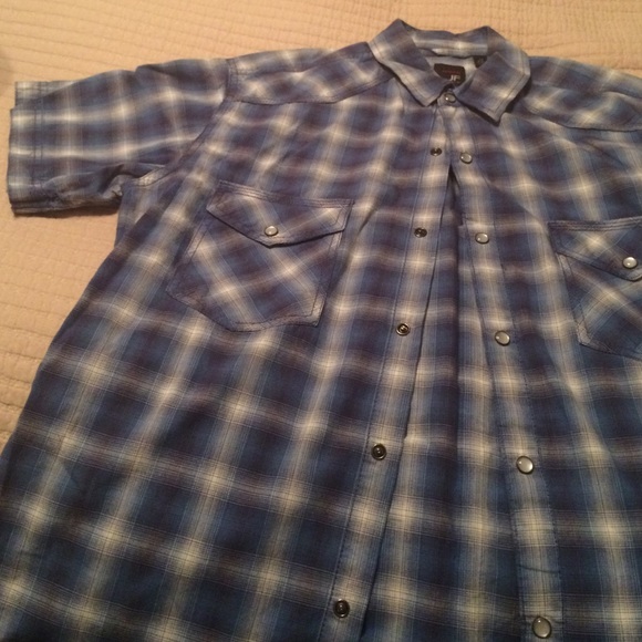 Men's short sleeve snap up western-style shirt