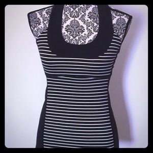 Black and White Striped Lululemon Workout Tank