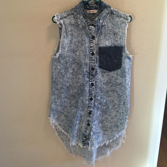 Acid wash denim dress
