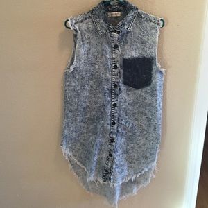 Acid wash denim dress